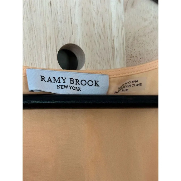 Ramy Brook Reese Blouse Apricot Nectar Orange V-Neck Sleeveless Crochet Size M - Picture 6 of 6